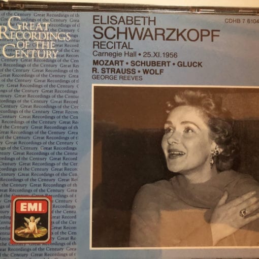 Elisabeth Schwarzkopf, George Reeves, Mozart*, Schubert*, Gluck*, R. Strauss*, Wolf* - Recital Carnegie Hall - 25.XI.1956 (2xCD, Mono, RM)