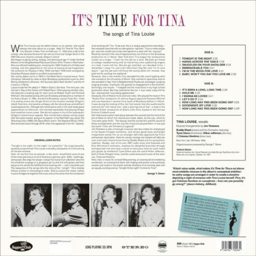 Tina Louise | It's Time For Tina [180g Vinyl Album Limited to 550 Copies] LP - Image 2