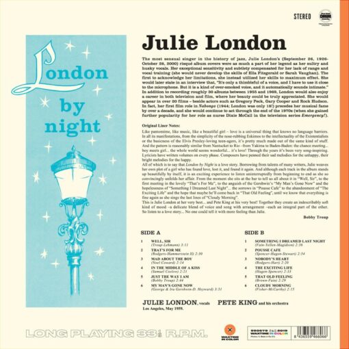 Julie London | London By Night [180g Coloured Vinyl Album] LP - Image 2