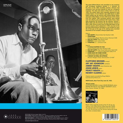 Clifford Brown & J.J. Johnson - Get Happy (LP, Album, Ltd, RE, 180) - Image 2