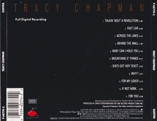 Tracy Chapman - Tracy Chapman (CD, Album, RP) - Image 2