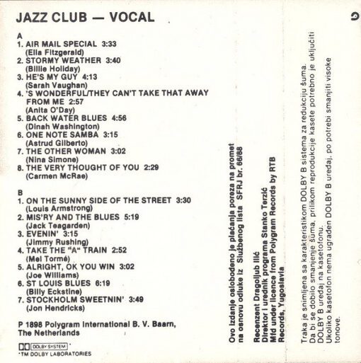 Various - Jazz-Club • Vocal (Cass, Comp) - Image 2